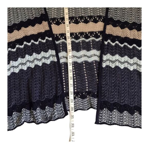 Catherines Sweater Size 4X Blue Striped Sleeveless Open Front Cardigan Kimono - Picture 11 of 12